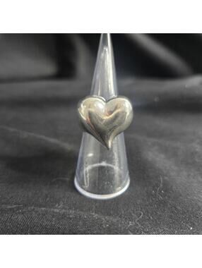Vintage Sterling Silver Puffy Heart Ring 925 Chunky Love Statement Ring sz 6